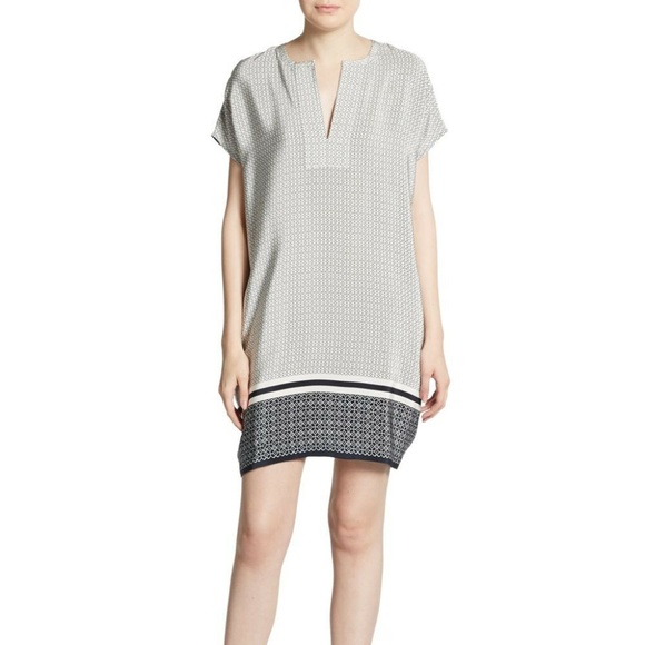 white silk shift dress